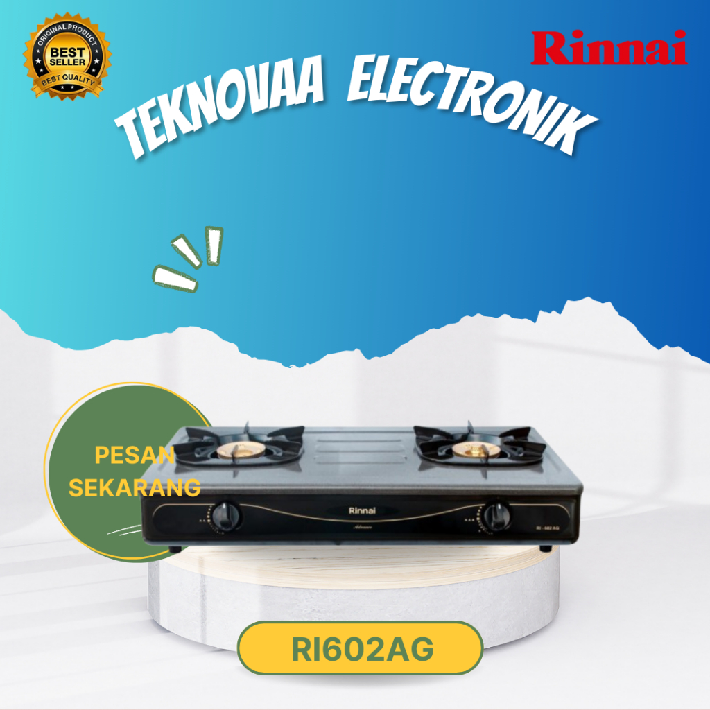 RINNAI KOMPOR GAS 2 TUNGKU RI-602AG/RI602AG/RI602AG/RI 602AG/RI-602 AG/ORIGINAL RINNAI/GARANSI RESMI