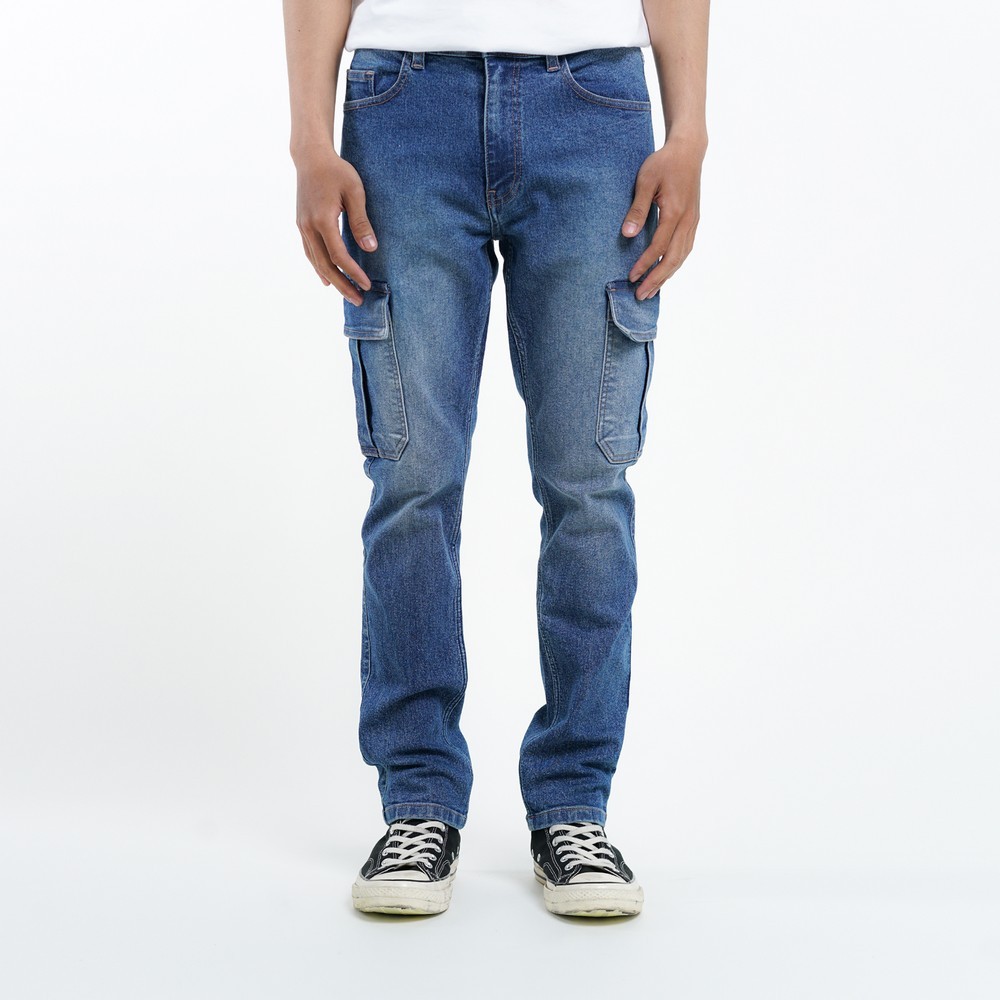 3Second Celana Cargo Denim Panjang Pria Slim Fit Ascent HP-C030325