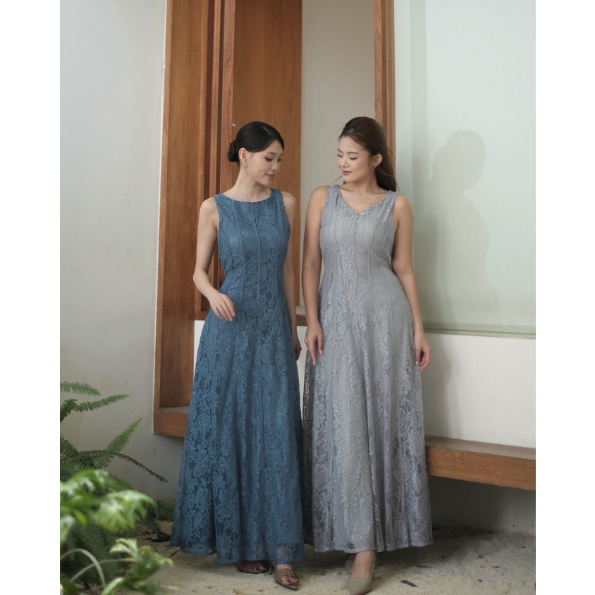 Kadaka D-0267 CNY Imlek Cheongsam Maxi Lace Reversible Party Dress | Dress Panjang Brukat Wanita