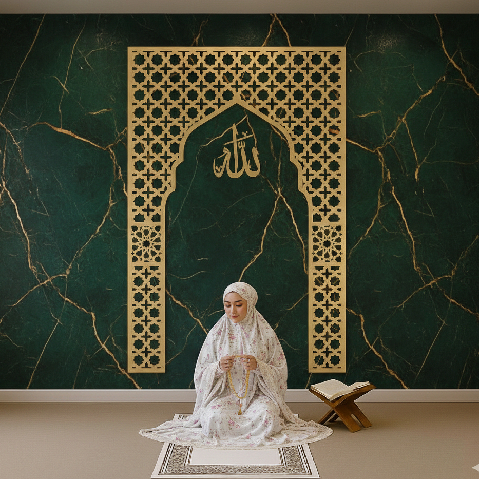 PROMO TERBATAS Mihrab Masjid AM-5 – Lafadz Allah Eksklusif Plywood