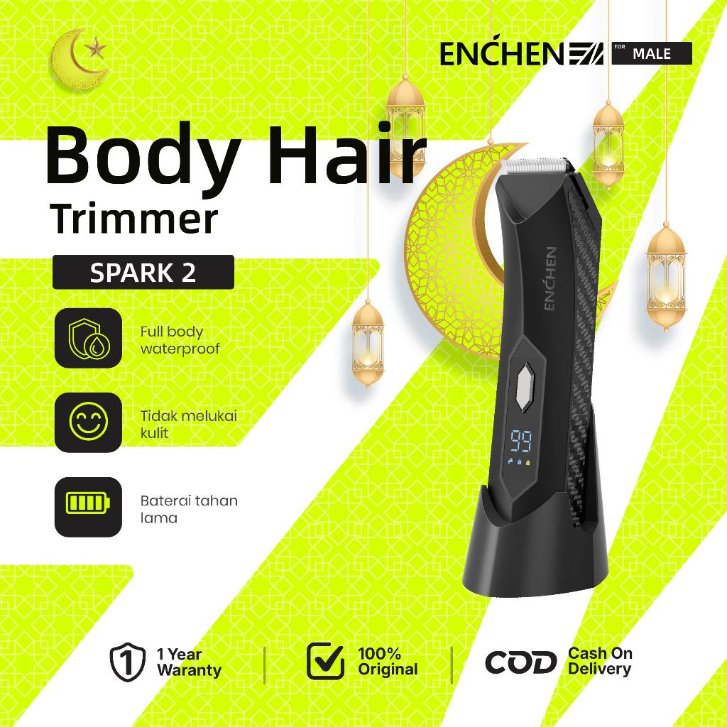 Enchen Spark 2 Body Trimmer Professional Hair Clipper Alat Cukur Rambut IPX7 WaterProof