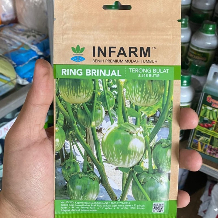 INFARM Benih Terong Bulat Ring Brinjal Hijau Lurik Tahan Simpan 518 Butir