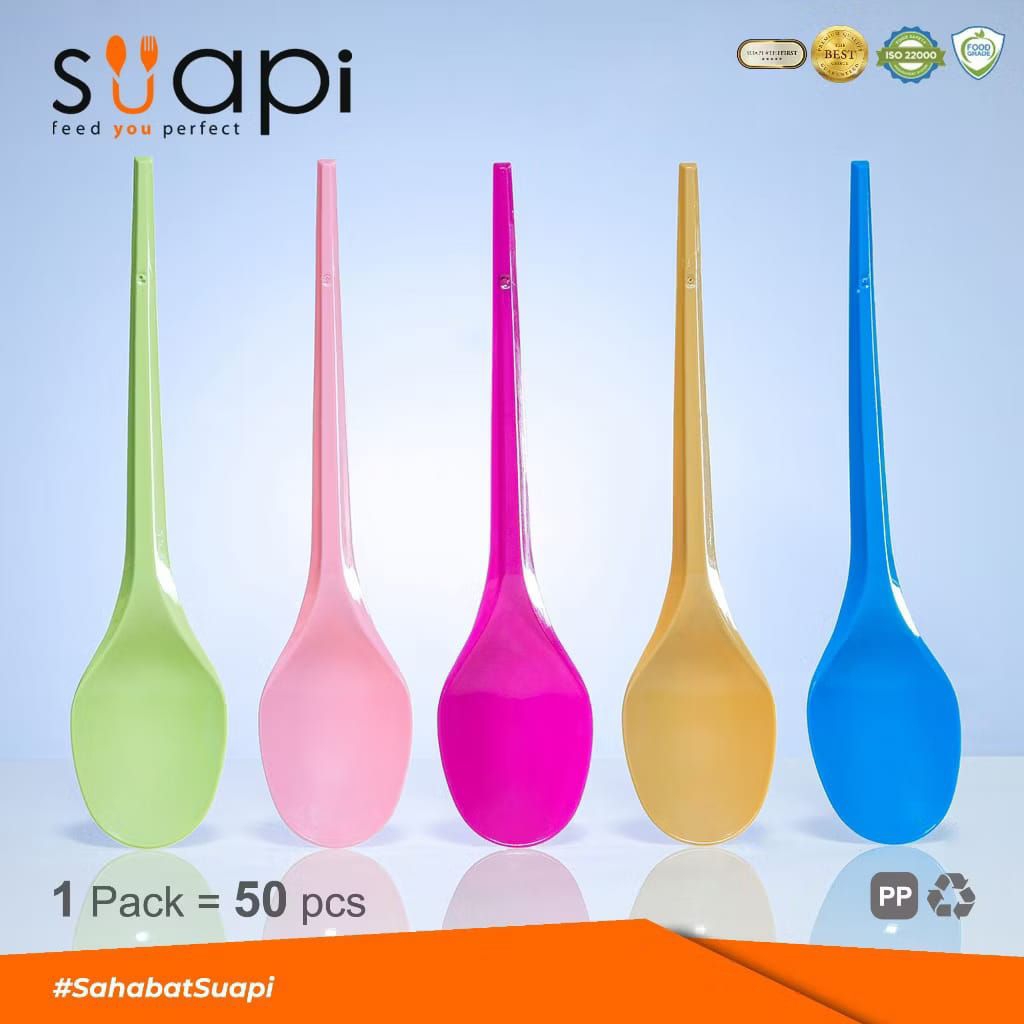 (50 pcs) Suapi sendok makan plastik warna | sendok plastik | sendok makan