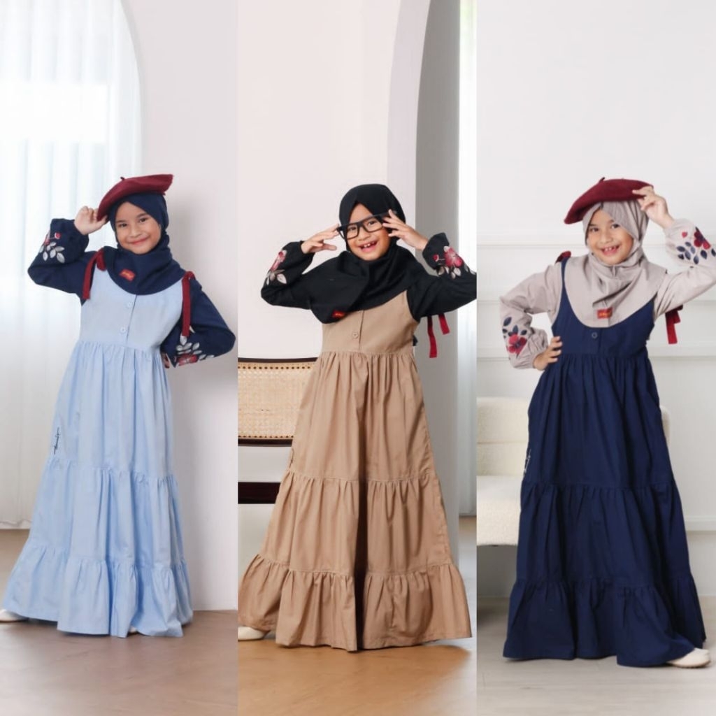 Gamis Anak Terbaru Dannis D'Aruna / Gamis Anak Cantik Dannis. d' Aruna / Gamis Hitam - Navy - Khaky