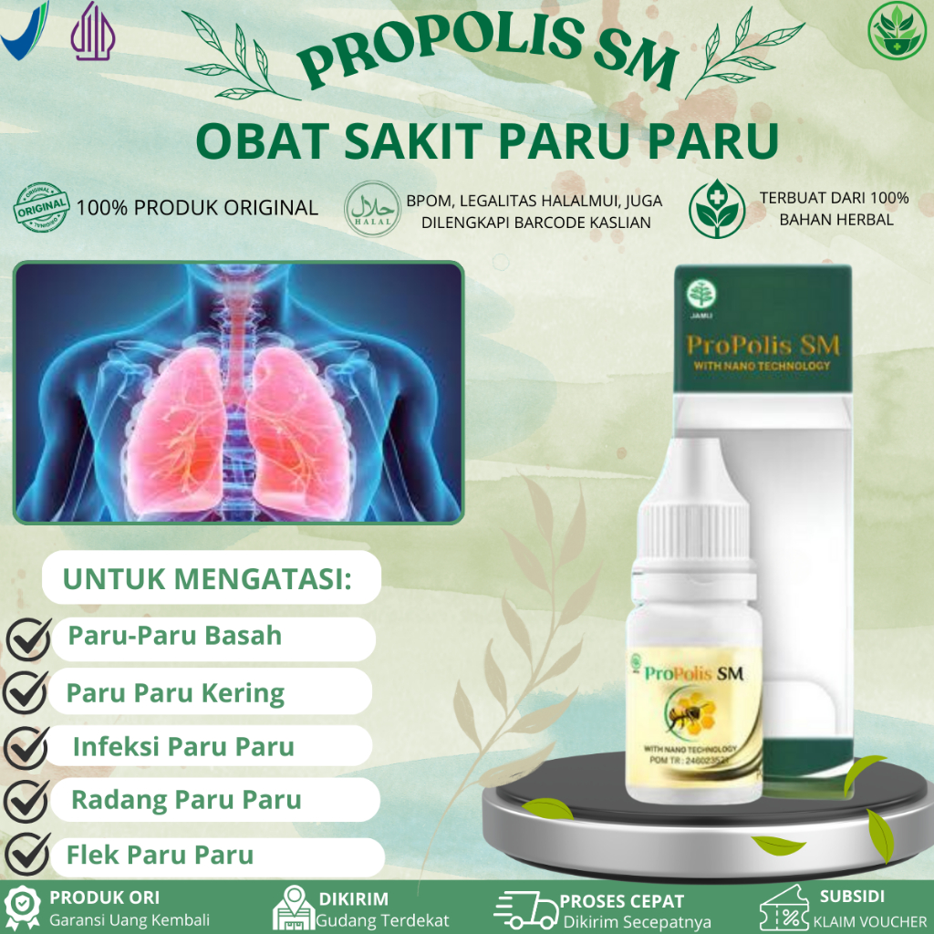 Propolis SM Untuk Paru Paru, Pembersih Paru Paru, Penghilang Cairan di Paru Paru, Pneumonia, Radang 