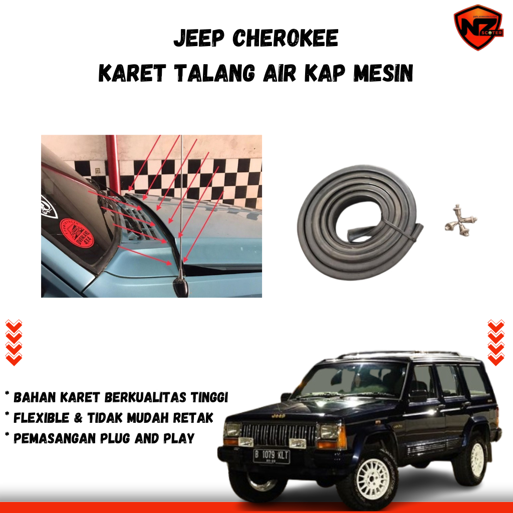 Karet Talang Air Kap Mesin Jeep Cherokee | Sparepart Mobil