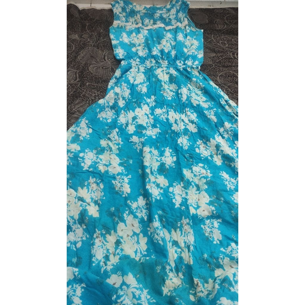 dress atau gamis kutungan motif Bunga2 like new