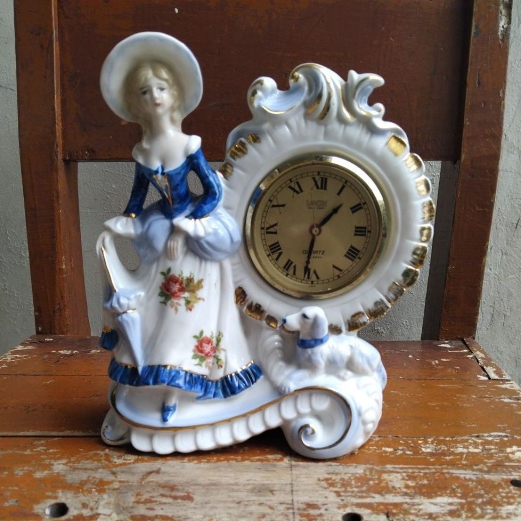 JAM MEJA KERAMIK PATUNG EROPA JADUL