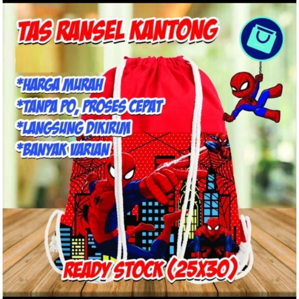 Tas Ultah Ransel Serut Souvenir Ulang Tahun Anak Model Kantong Muat Snack