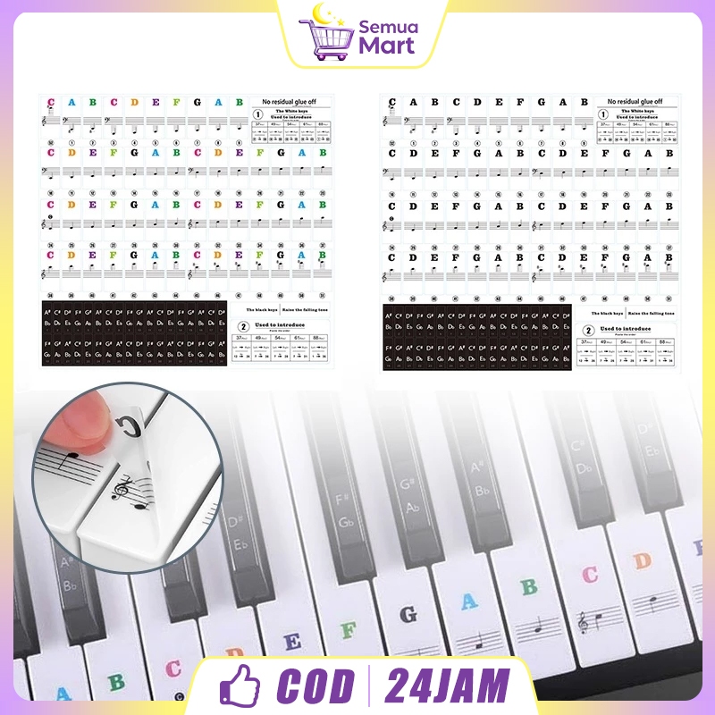 Stiker Label Not Balok Piano 88 61 54 Key Mudah Dilepas Untuk Belajar Not Musik Pemula