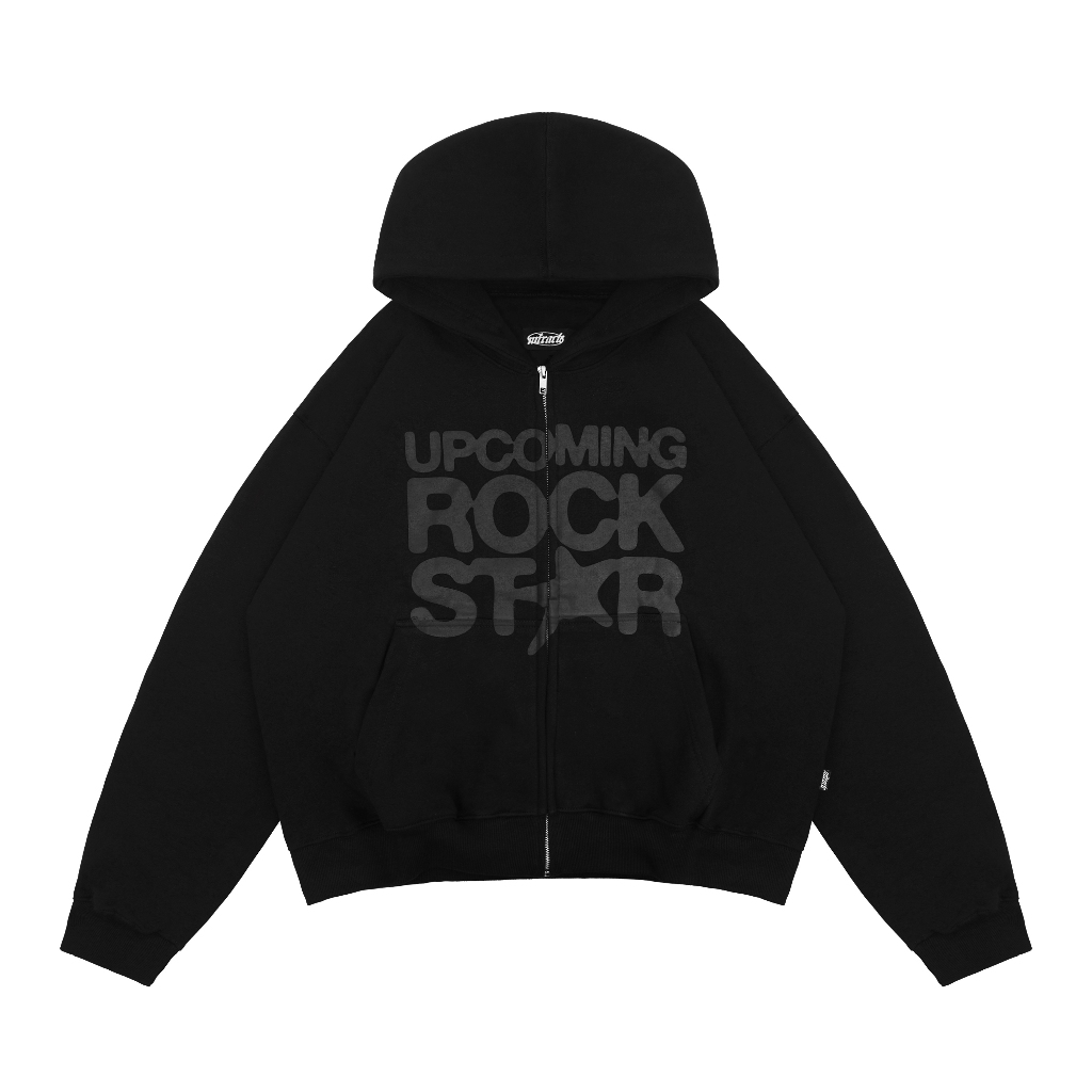 Miracle Mates - Cursive Black Boxy Zipper Hoodie |  Cotton Fleece 330 GSM | Boxy Fit Zipper Hoodie