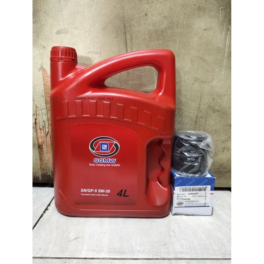 Oli Mesin Mobil Wuling SGMW SAE 5W-30 Original Wuling Kemasan 4 Liter + Filter Oli Wuling Cortez 180