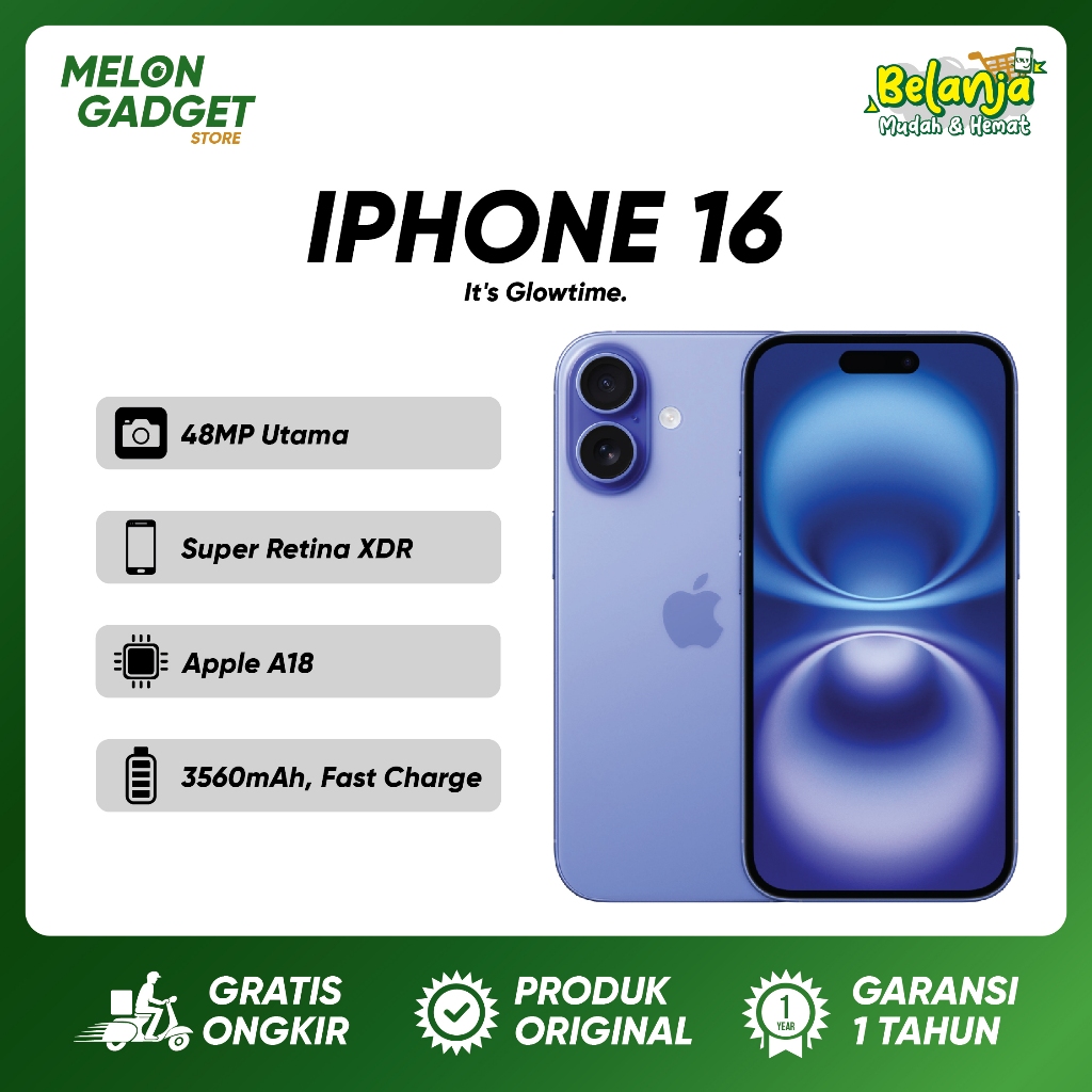 IPHONE 16 128 256 STOK TIDAK BANYAK JAMINAN BARANG BARU GARANSI RESMI IBOX