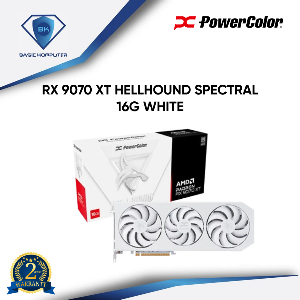 PowerColor Radeon RX 9070 XT 16GB GDDR6 Hellhound Spectral White - VGA CARD RX 9070XT RX9070XT