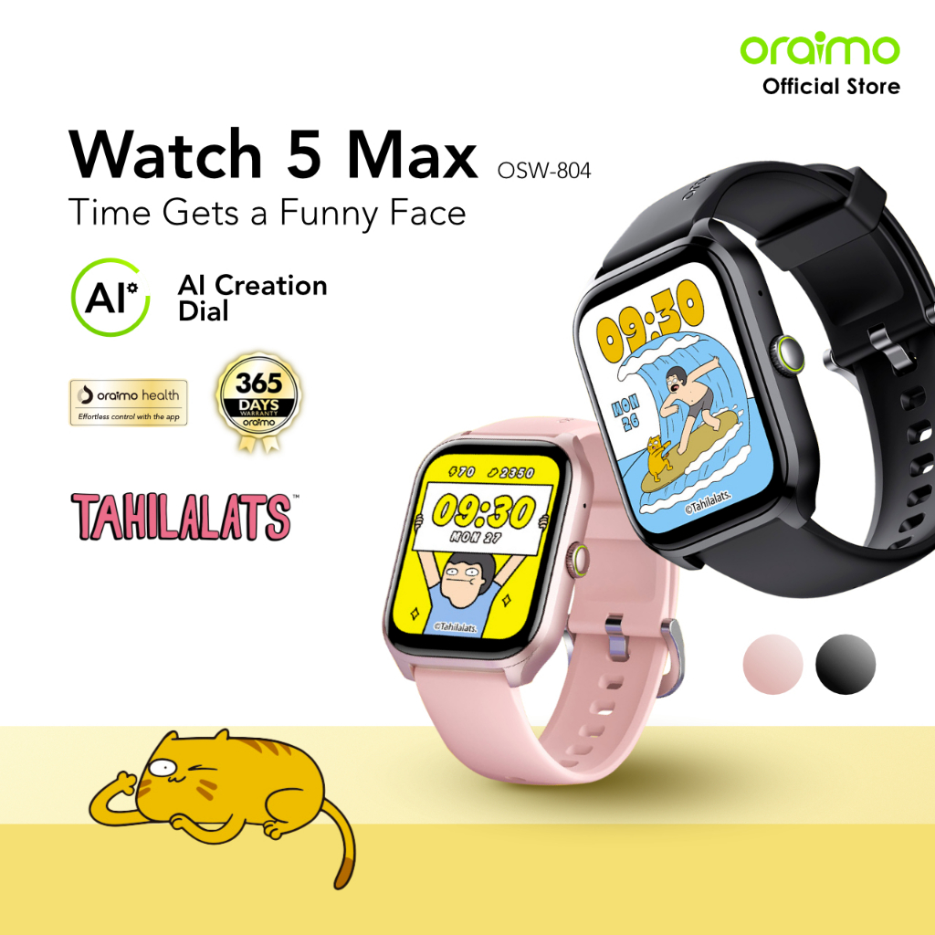 oraimo x Tahilalats Smartwatch Watch 5 Max OSW-804 Large Screen 2.01'' Jam Tangan Bluetooth With AI 