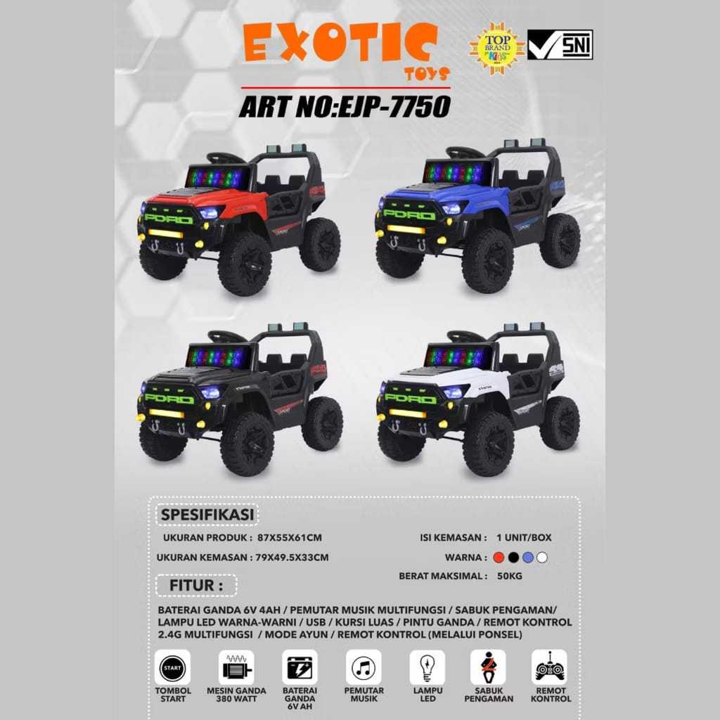 Exotic EJP 7750 Mobil Aki Mainan Anak Mobilan Rechargeable Car Musik Remot