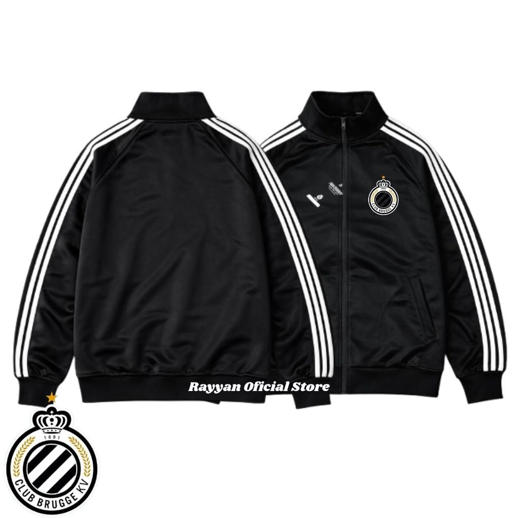 Jaket Basic Pria Wanita Tracktop Black Stripe Club Brugge Pria & Wanita - Jaket Couple Olahrag Outdo