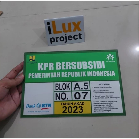 PLAT NOMOR RUMAH KPR BERSUBSIDI