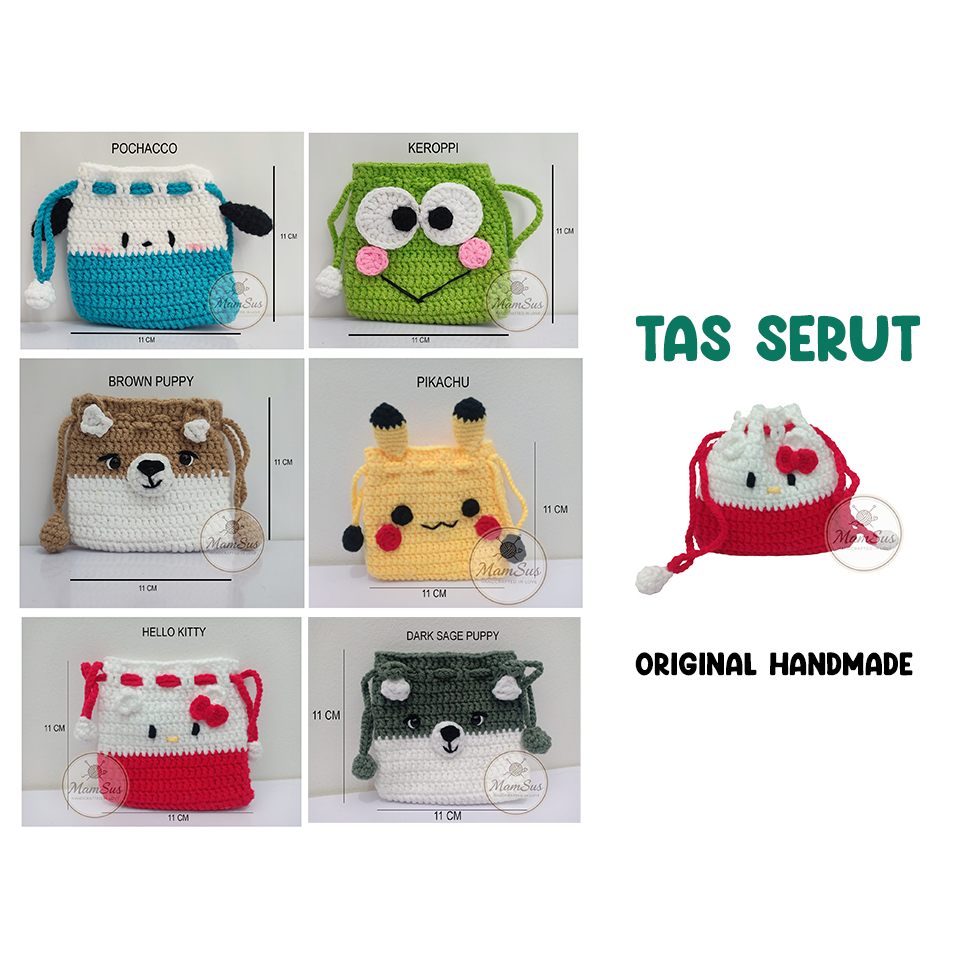 Tas Kecil Rajutan / Tas Serut Rajutan / Tas Crochet