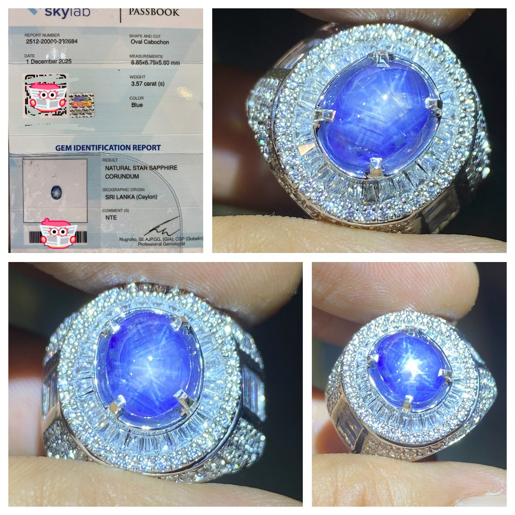 Natural 3.57ct star sapphire srilanka ceylon nte