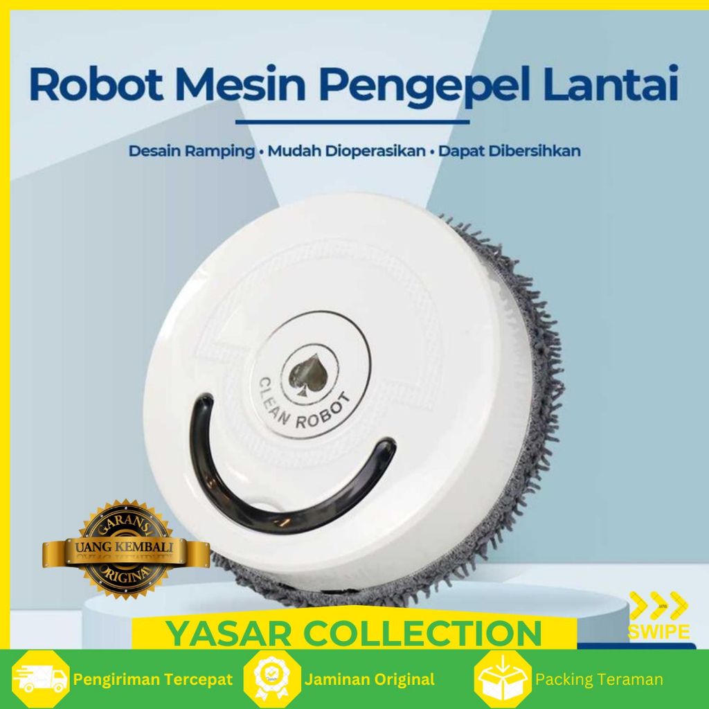Robot Pembersih Otomatis Lantai Pel Sapu Microfiber Otomatis Elektrik Cleaning  Vacuum Cleaner and M
