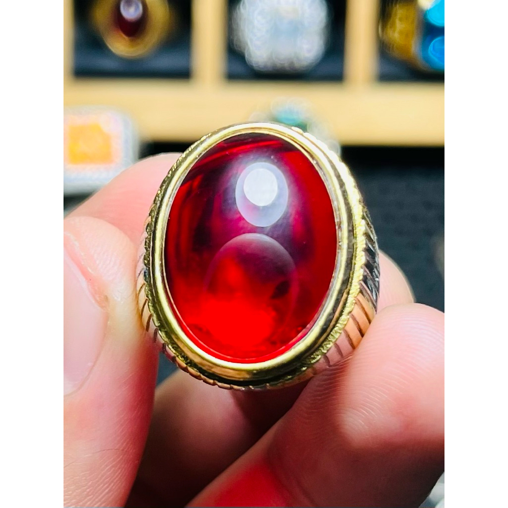 Batu akik merah siam bangkok crystal ring titanium Akik siam terpopuler