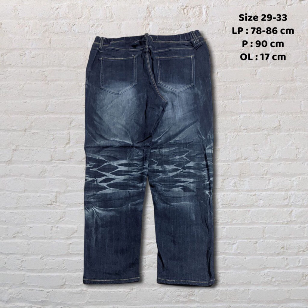 Size 29-33 Celana Panjang Longpants Jeans Relaxed Closshi Dark Blue Washed Fading  Second Preloved #