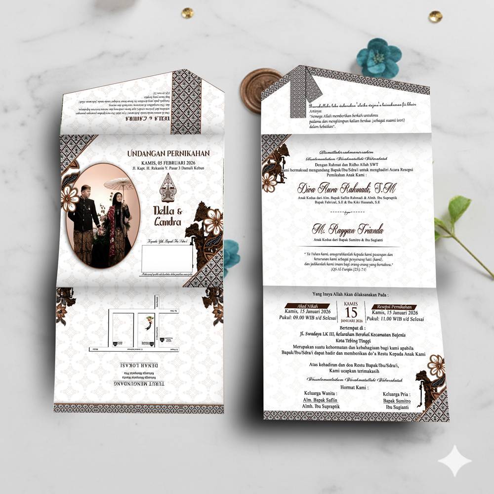 Surat Undangan Pernikahan Semi Amplop Simpel Kertas BC 150 Gr