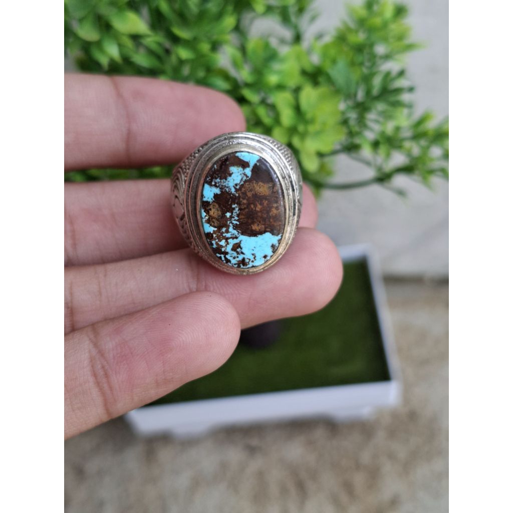 Natural Pirus Persia Warna Biru Serat Coklat Merah