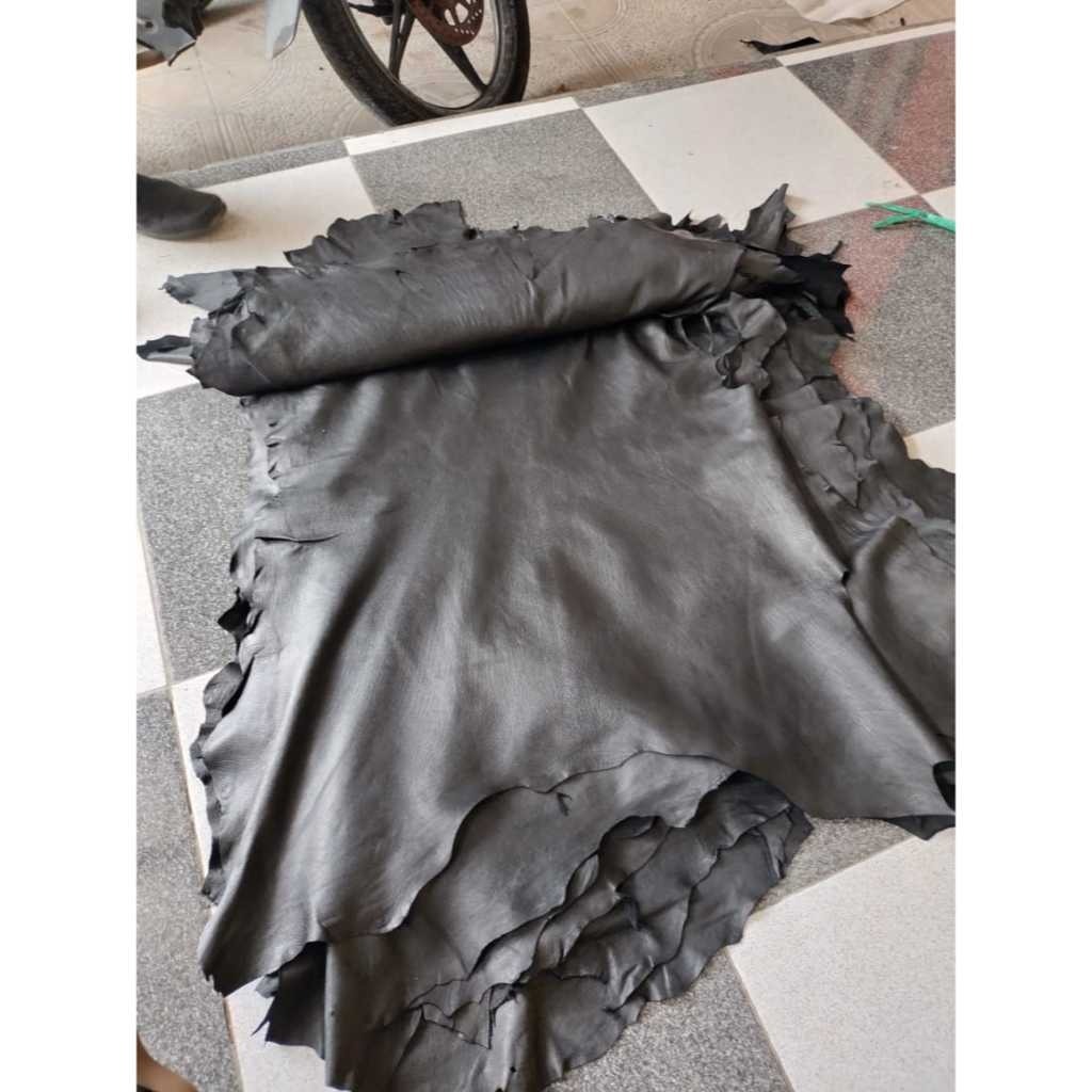 Kulit kambing  Asli Lembaran Warna Hitam – Bahan Kerajinan Tas Dompet Sepatu