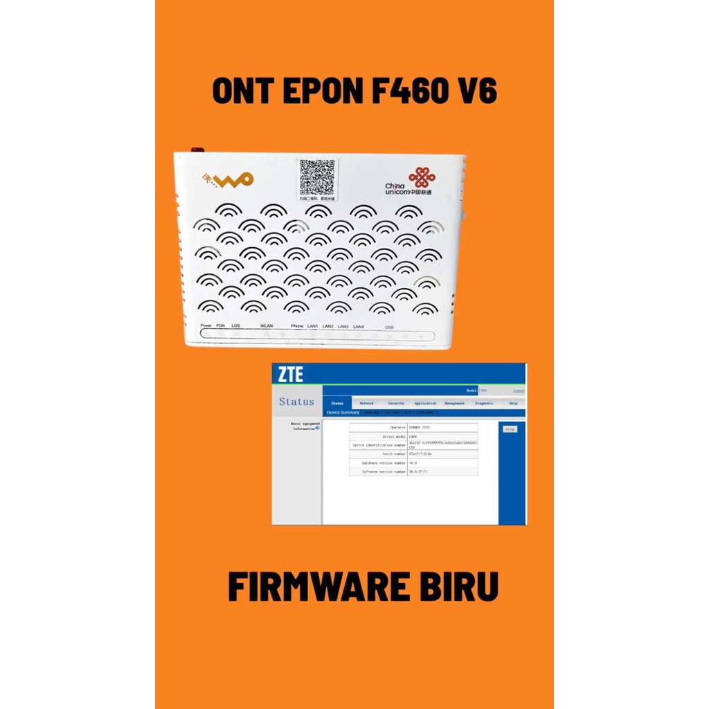 ZTE F460 V6 EPON ONU ONT - Firmware Bahasa Inggris, 1GE 3FE WIFI, Dukungan Mode Jembatan