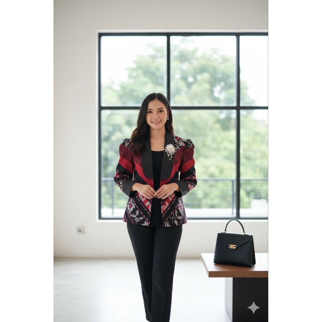TENUN_GAYA Blazer Batik Wanita Modern Blazer tenun jepara atasan wanita baju tenun blazer murah fash