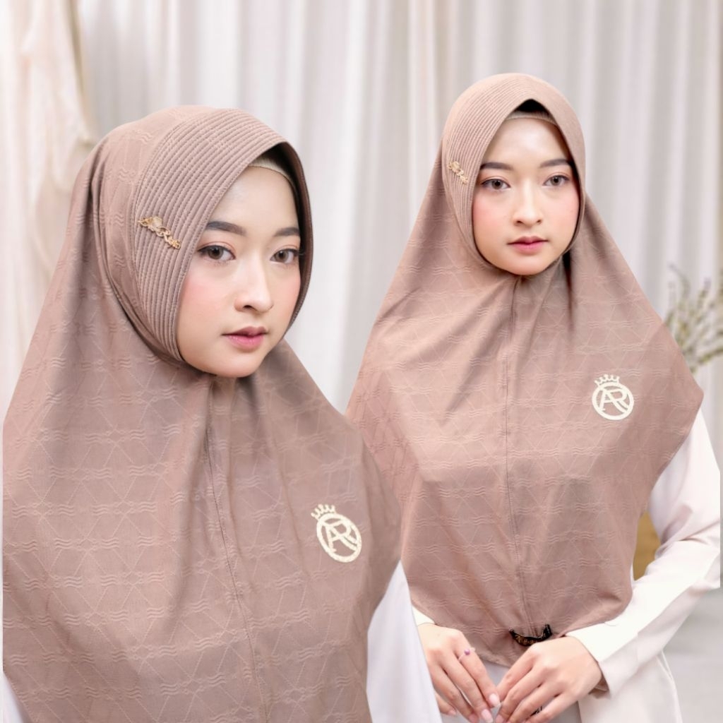 (COD) Hijab Bergo instan ped antem Jersey Jaguar timbul/ Bergo Ped antem Jersey Motif Timbul Kekinia