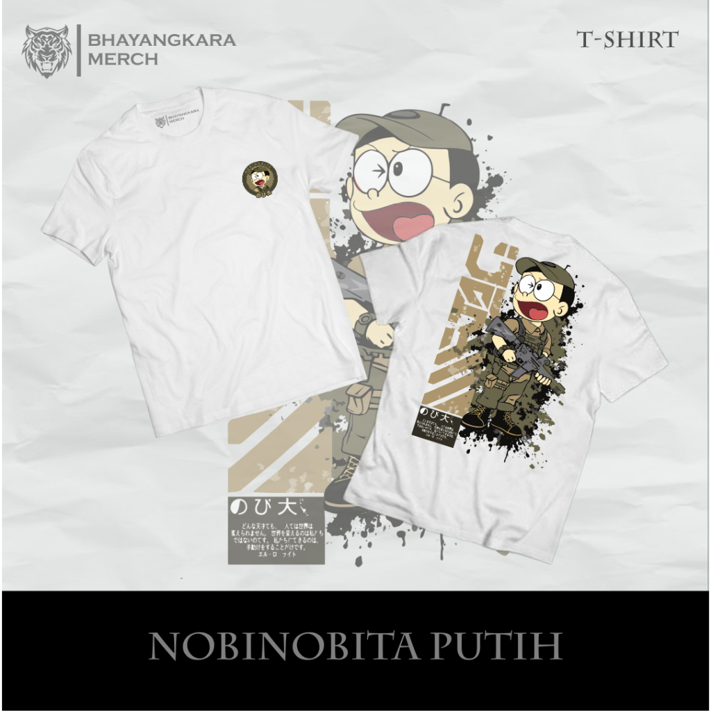 [COD] T-SHIRT TACTICAL NOBINOBITA WHITE GUN || KAOS TACTICAL NOBINOBITA WHITE GUN || BAJU SABHARA ||