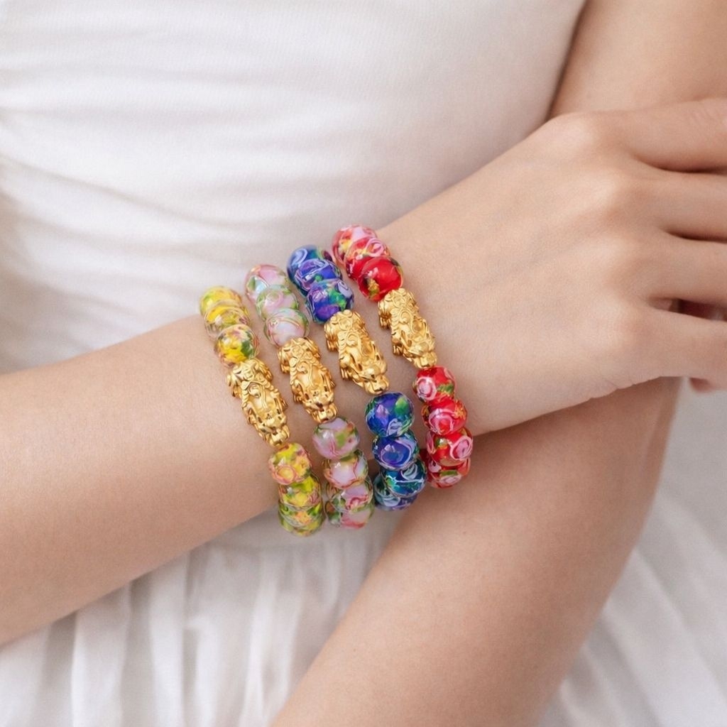 Gelang Emas Naga - BESAR & SANGAT RINGAN - Naga Kristal Mawar - Pixiu Naga Emas - Toko Emas Gadjah