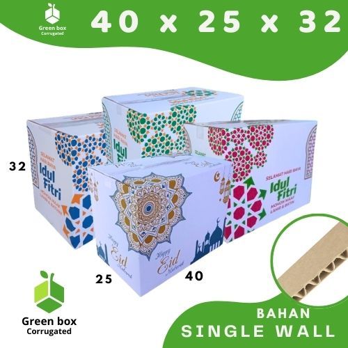 Box Parcel 40x25x32 Kardus Parcel lebaran Packing Lebaran Idul Fitri Sembako Besar motif