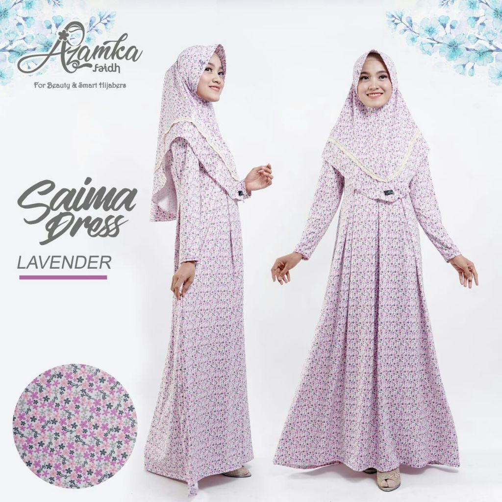 BIG SALE HIJAB - Dress Saima - Gamis Daily Jersy Spandek Motif Bunga Kecil Aesthetic Premium - Pakai