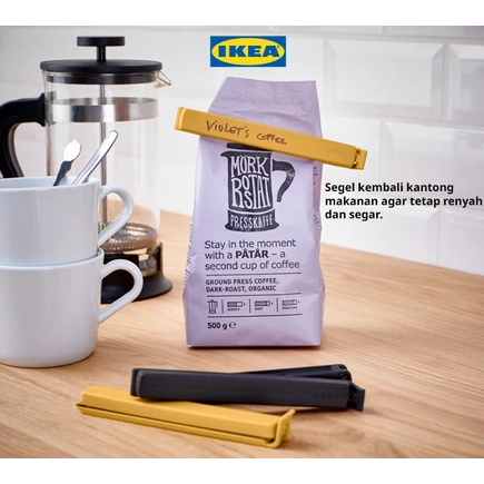 IKEA BEVARA Klip Penutup Plastik Hitam/Kuning Isi 6Pcs