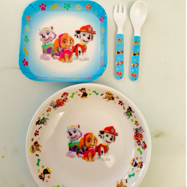 Paket 3in1 piring karakter melamin hellokitty plate set peppa pig spiderman paw patrol
