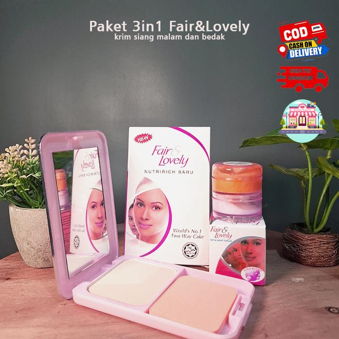 promo satu set krim fair and lovely siang malam + bedak