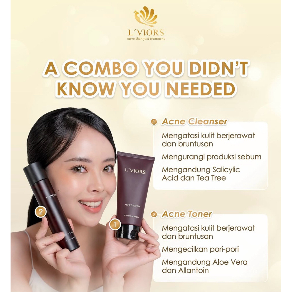 LViors STOK TERBARU Perfect Combo Acne Cleanser dan Acne Toner For Oily / Acne Skin 1Set Exp 2028