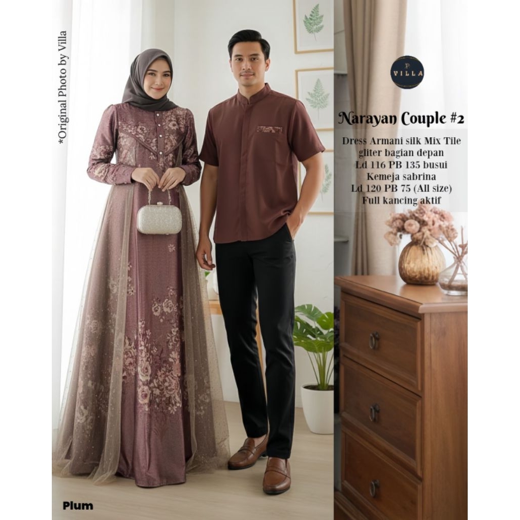 Narayan Couple#2 Baju Setelan Couple Armani Silk mix Tile Premium