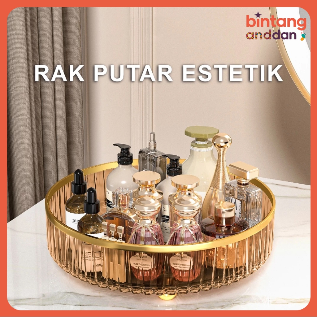 [Ready]Rak Kosmetik Aesthetic Tempat Make Up - Amber Gold Aesthetic Tray Minum