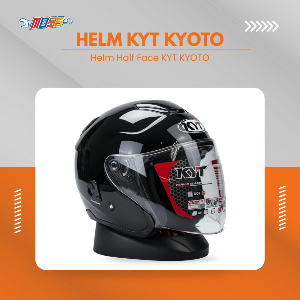 HELM HALF FACE KYT KYOTO SOLID BLACK | HELM HALF FACE KYT | 100% ORIGINAL PRODUCT