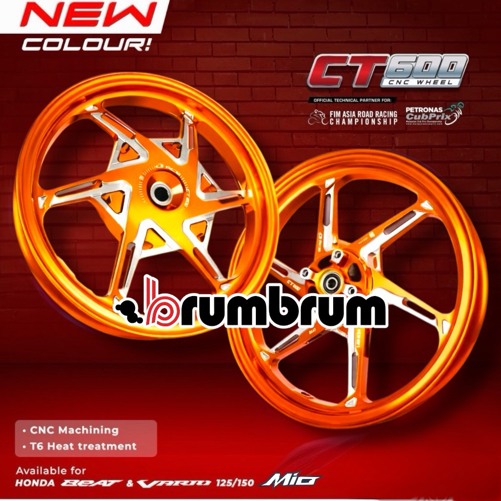 VELG RACING RCB CT 600 185/215X14 VARIO 125 BEAT SCOOPY CNC ALLOY ANODIZE NEW PRODUK Original
