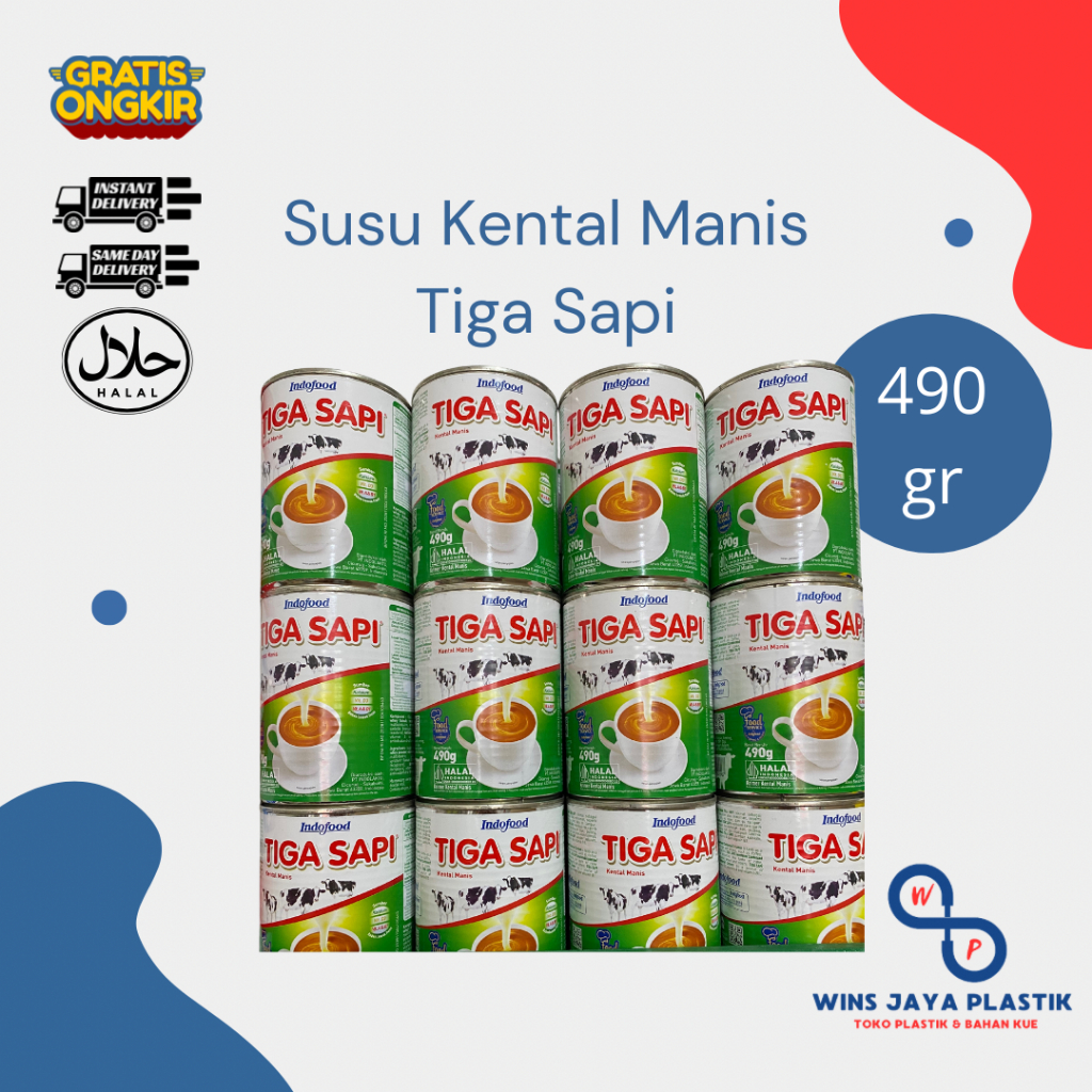 Tiga Sapi Susu Kental Manis 490gr | Tigasapi SKM Vanilla | 3sapi Susu Kental Manis Putih