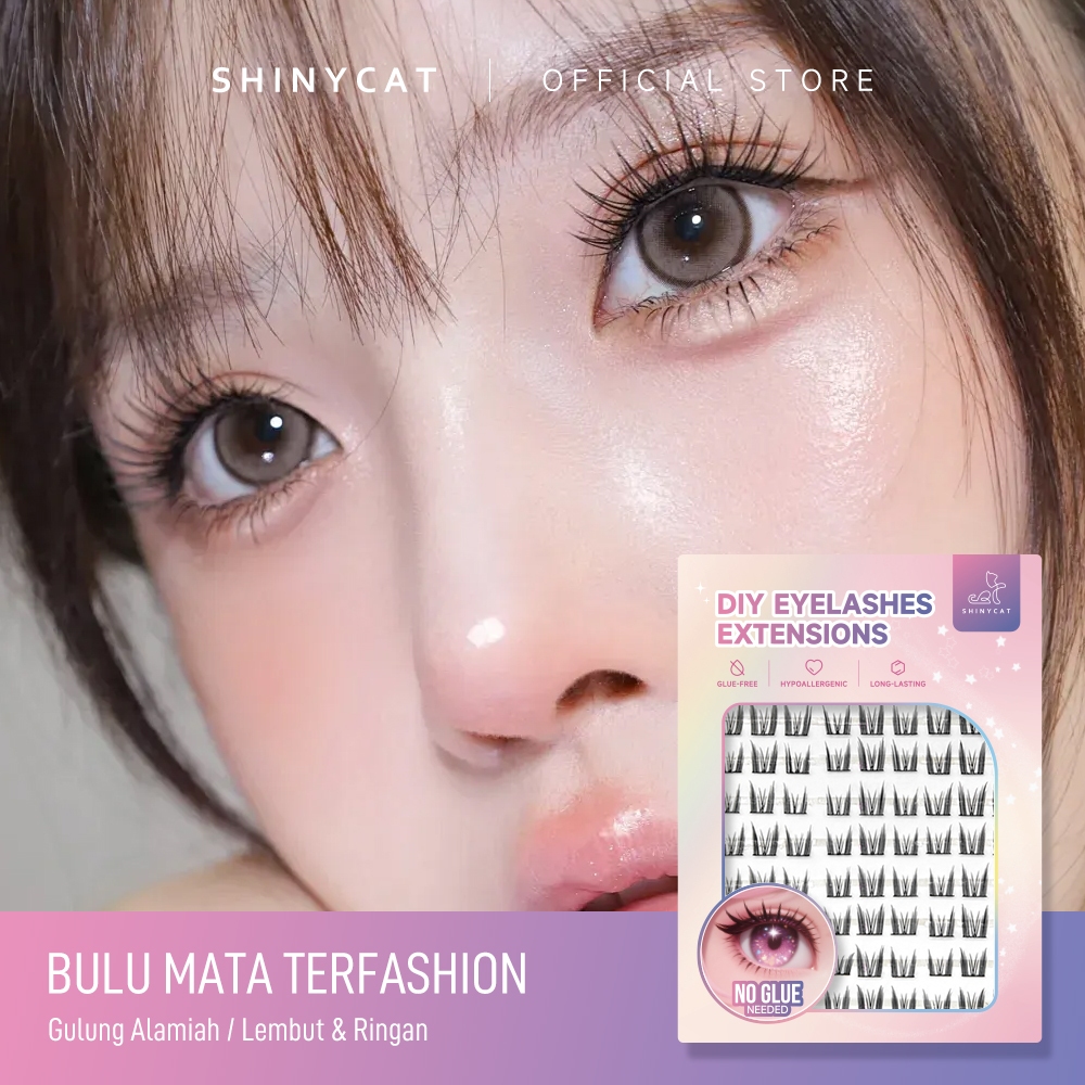 SHINYCAT Bulu Mata Palsu Tanpa Lem Alami Tampilan Natural Ringan Tahan Lama10 Baris Fake Eyelashes