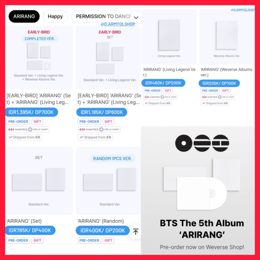 OFFICIAL BTS 5TH ALBUM ARIRANG CD VINYL
