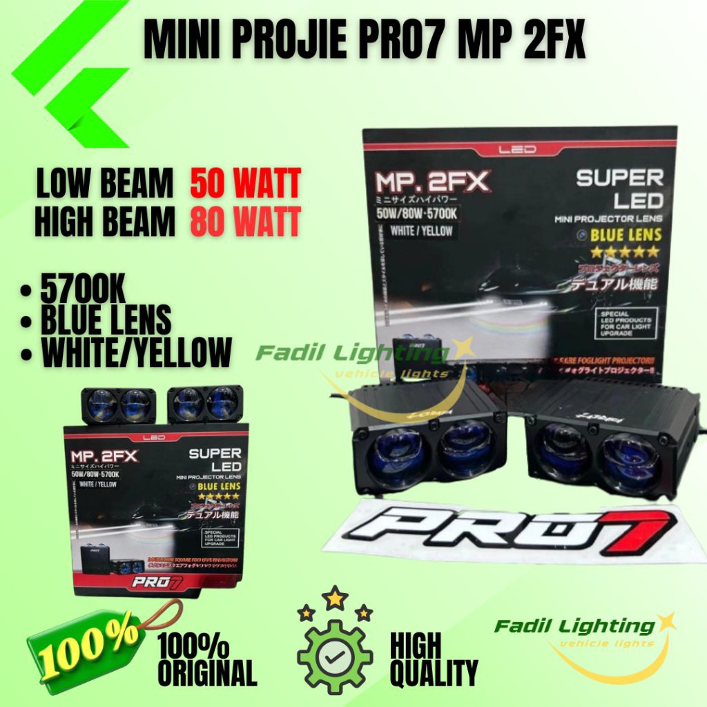 Mini Projie Pro7 MP.2FX Super LED Blue LENS 2 x 50W / MP 2FX MINI PROJIE 2 Mata Bluelens