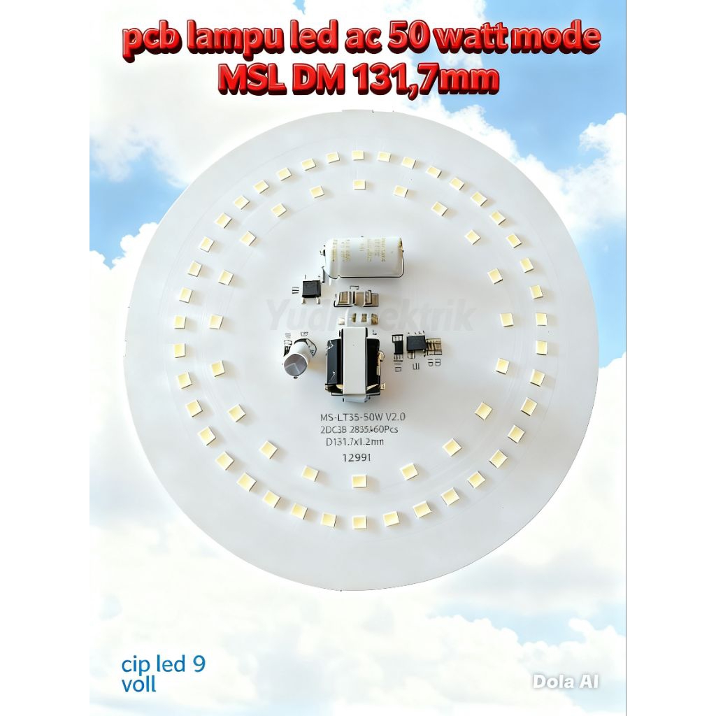 pcb lampu led ac 50 watt DM 131,7mm kode MSL